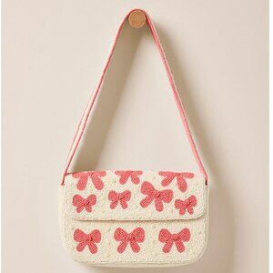 NWT Francesca’s Eva Bow Beaded Shoulder Bag Cream & Pink Factory Wrapped